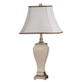 Cream Crackle Table Lamp White Fabric Shade