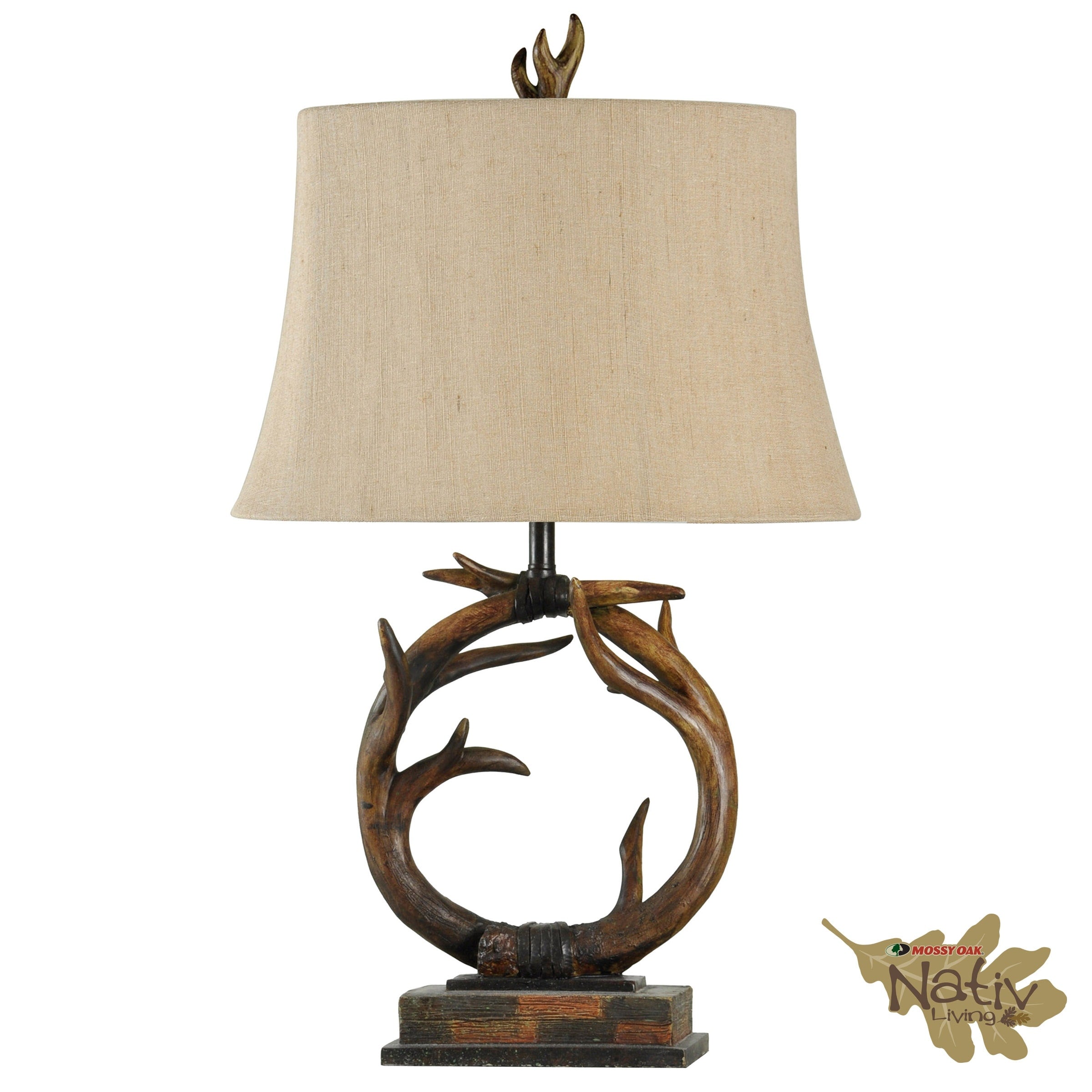 Dalton Dark Brown Table Lamp Beige Hardback Fabric Shade