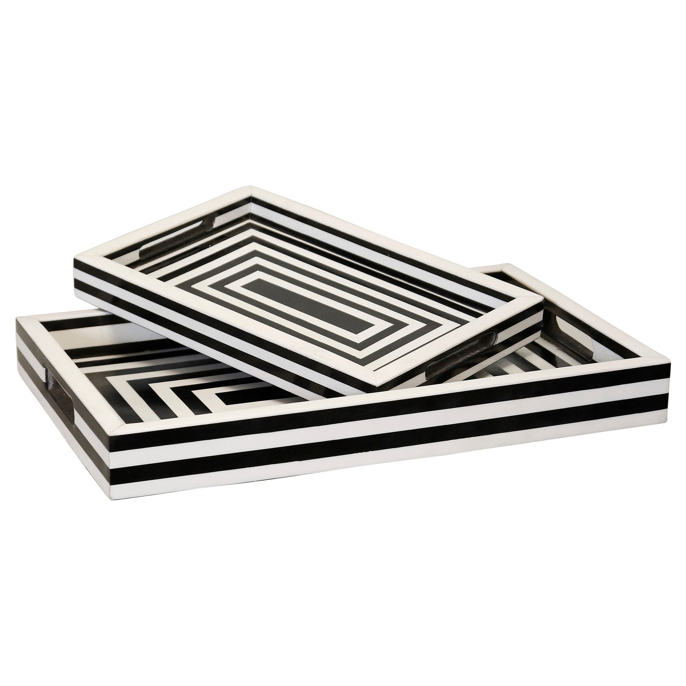 Stylecraft Dann Foley Palazzo Inlay Tray Black White Set Of 2