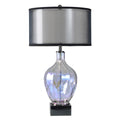 Stylecraft Eclipse Iridescent Glass Table Lamp Opuzen Ebony Black Silver Shade