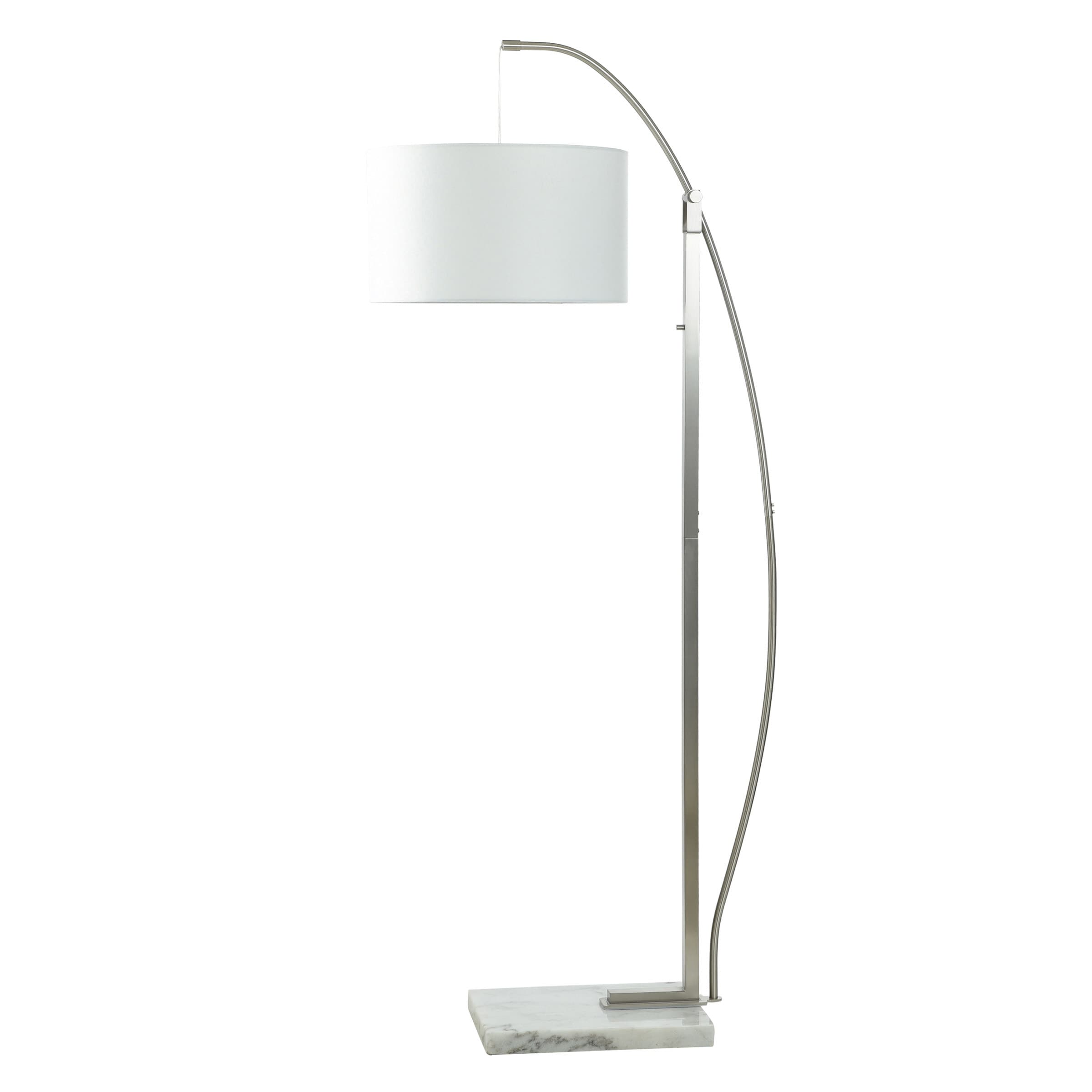 Stylecraft Ellison Arc Floor Lamp Brushed Steel White Shade