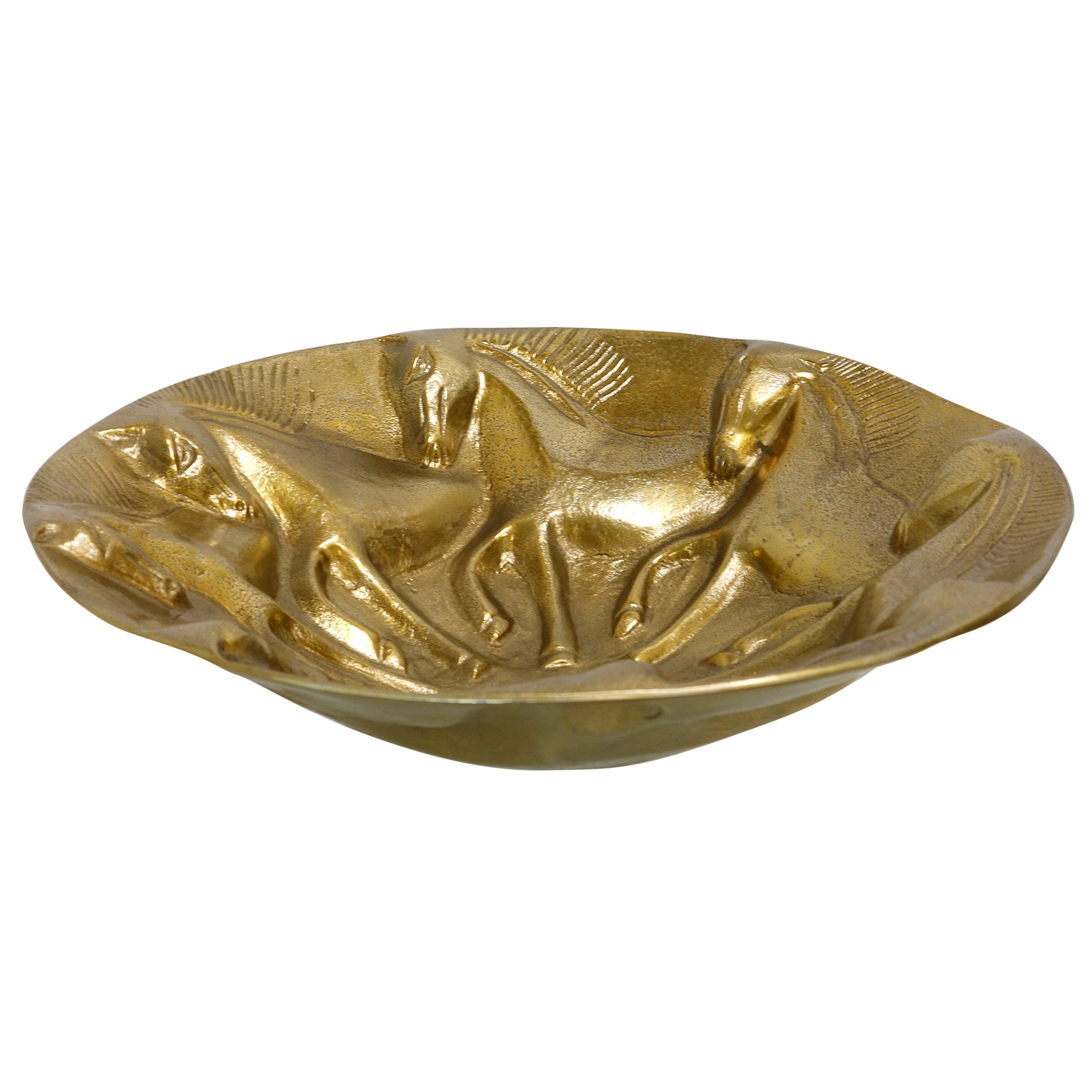Stylecraft Equestrian Fractured Earth Decorative Bowl Antique Brass
