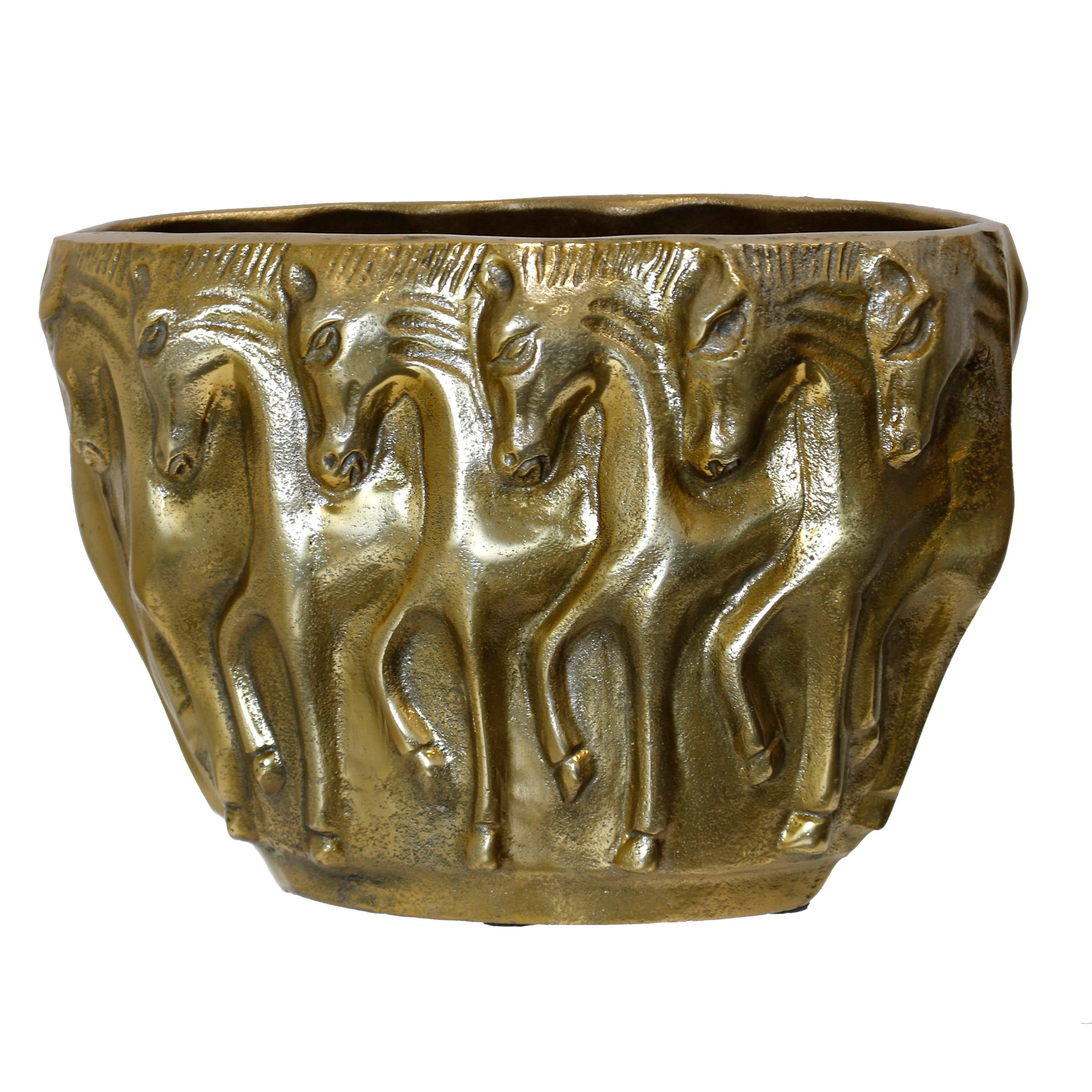 Stylecraft Equestrian Relief Decorative Bowl Antique Brass