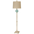 Gili Beach Ceramic Floor Lamp With Light Blue Shell Beige Hardback Fabric Shade