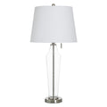 Stylecraft Glass Table Lamp Clear Seeded Brushed Steel White Shade