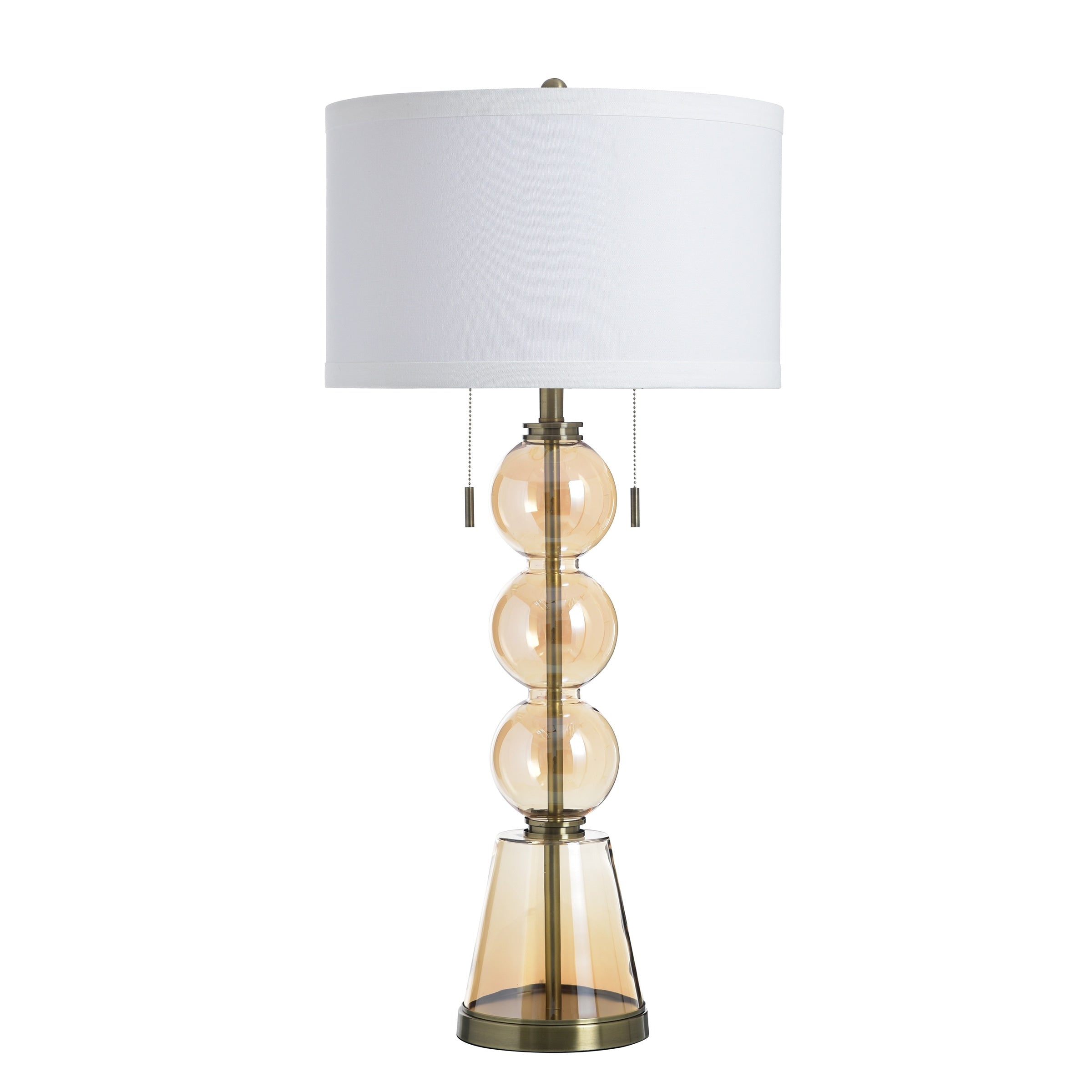 Stylecraft Glass Table Lamp Cordon Gold White Shade