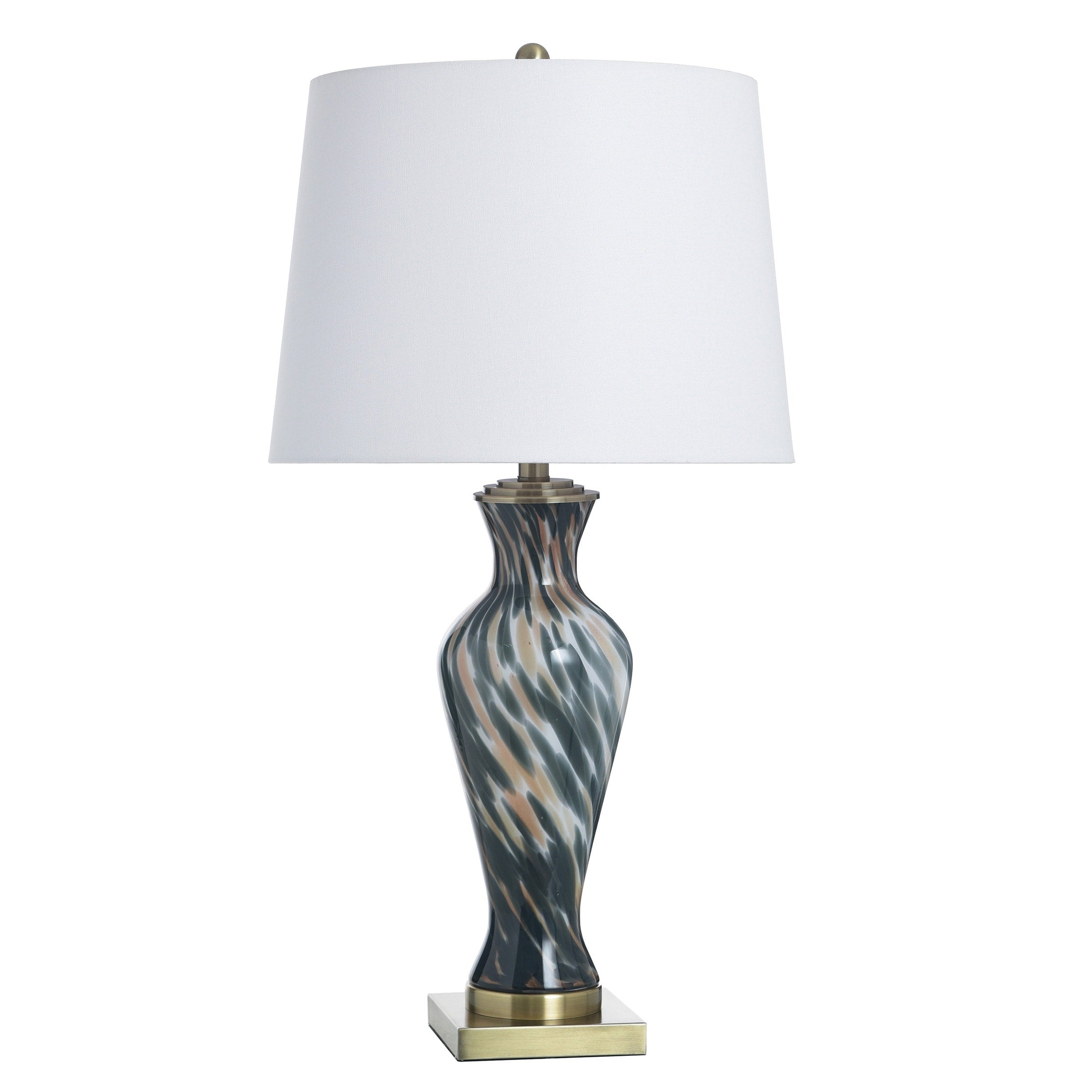 Stylecraft Glass Table Lamp Igny Gold White Shade
