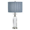 Stylecraft Glass Table Lamp Lotus Silver Blue Shade