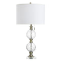 Stylecraft Glass Table Lamp Subal Gold White Fabric