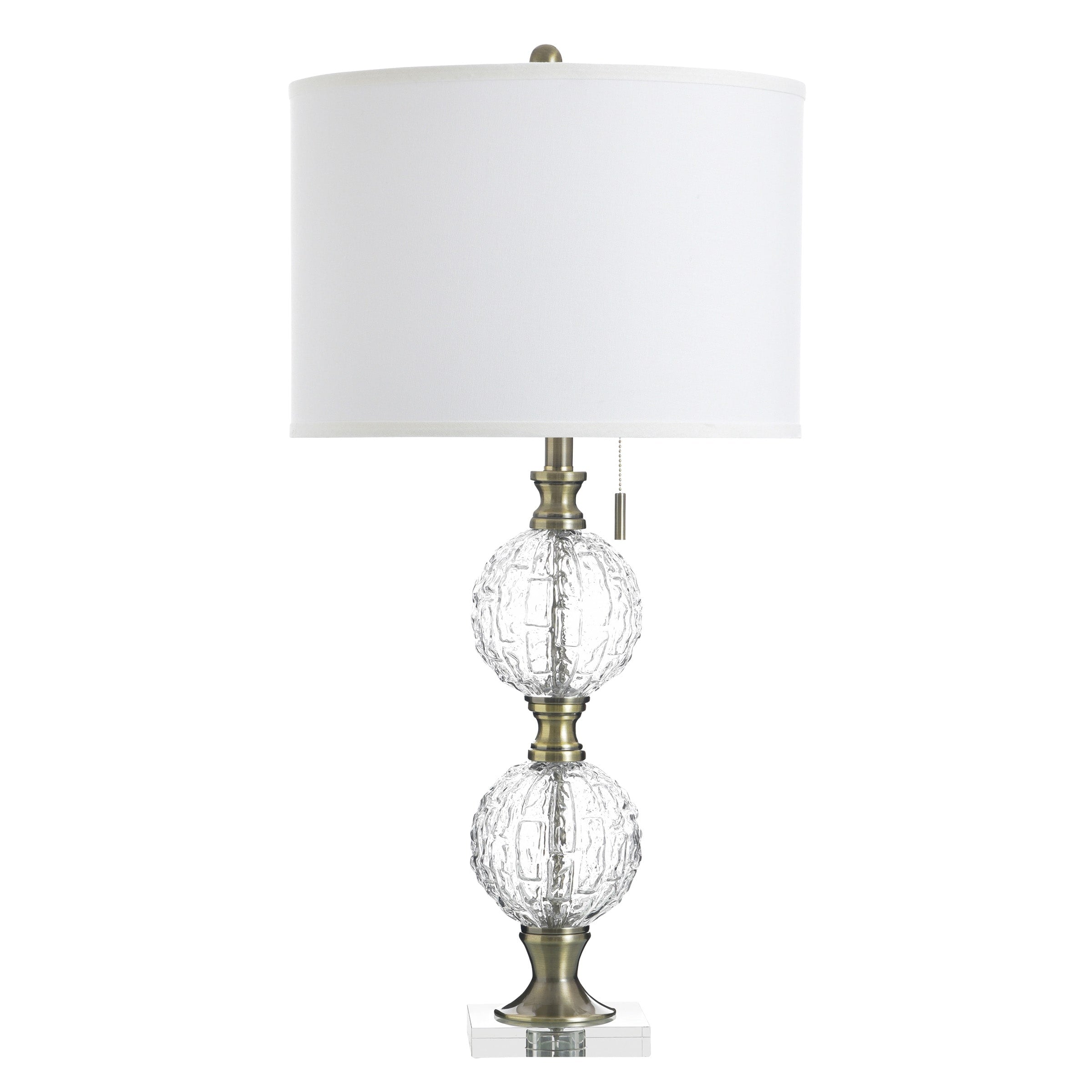 Stylecraft Glass Table Lamp Subal Gold White Fabric