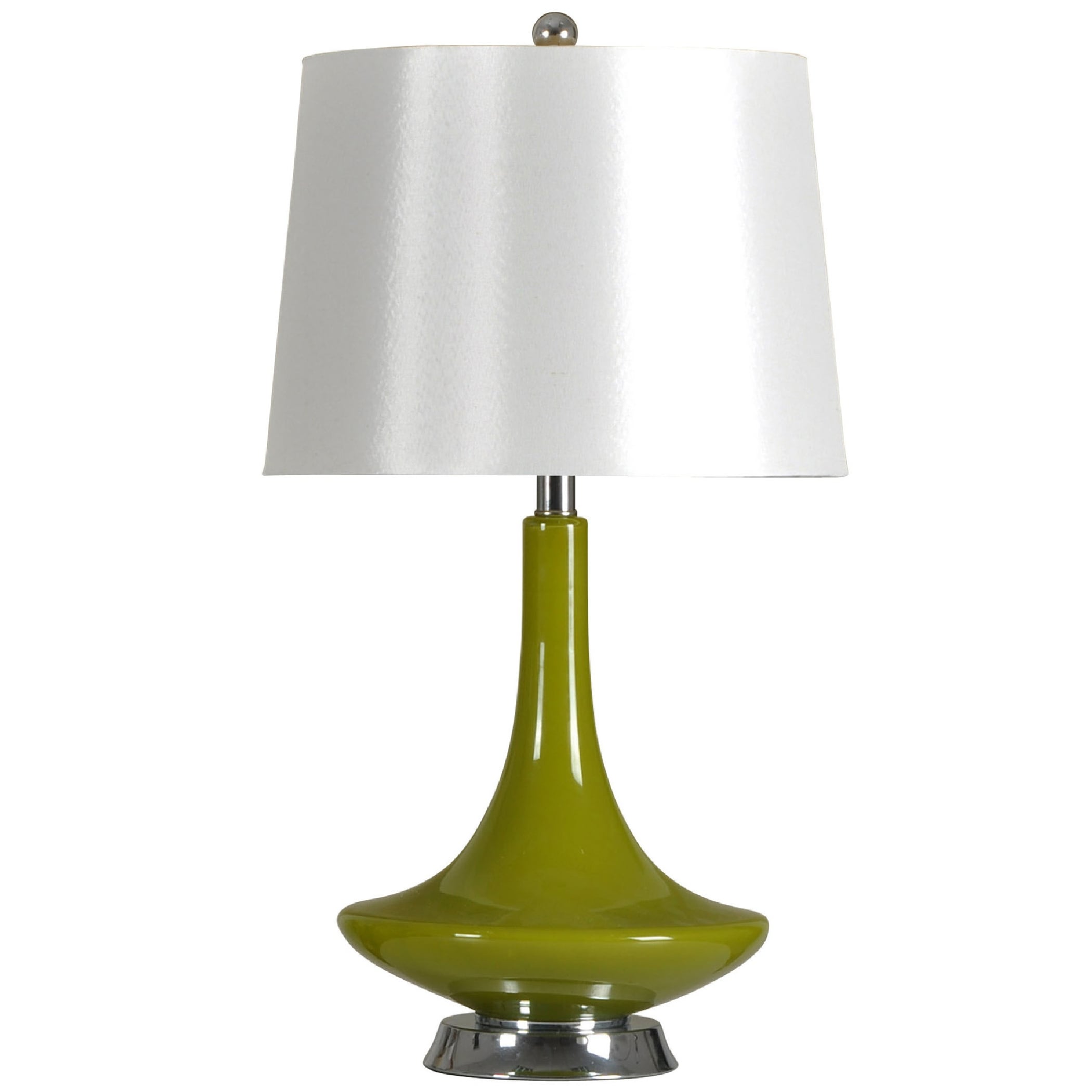 Green Table Lamp White Hardback Fabric Shade