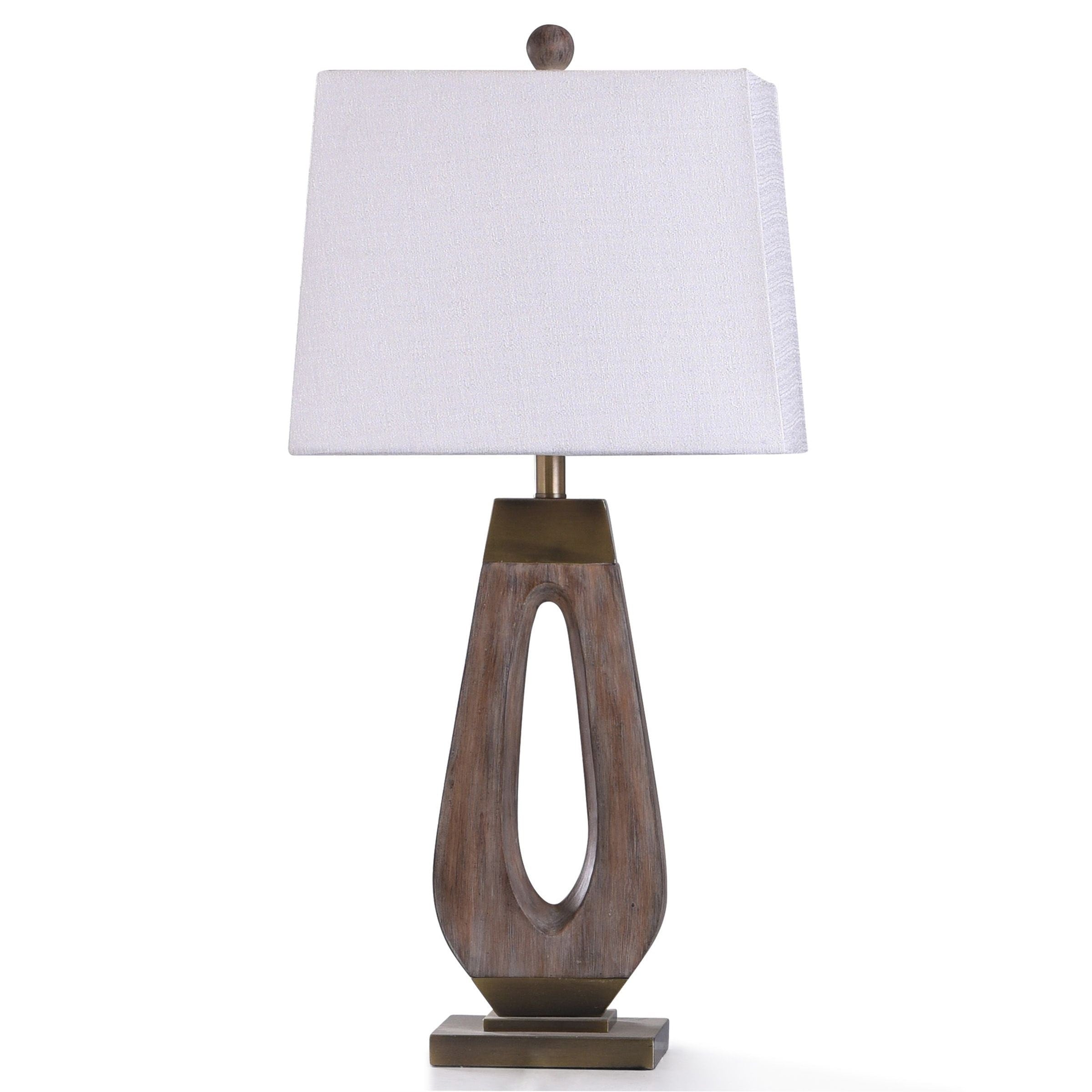 Stylecraft Grifo Wood Washed And Antiqued Gold Metal Table Lamp