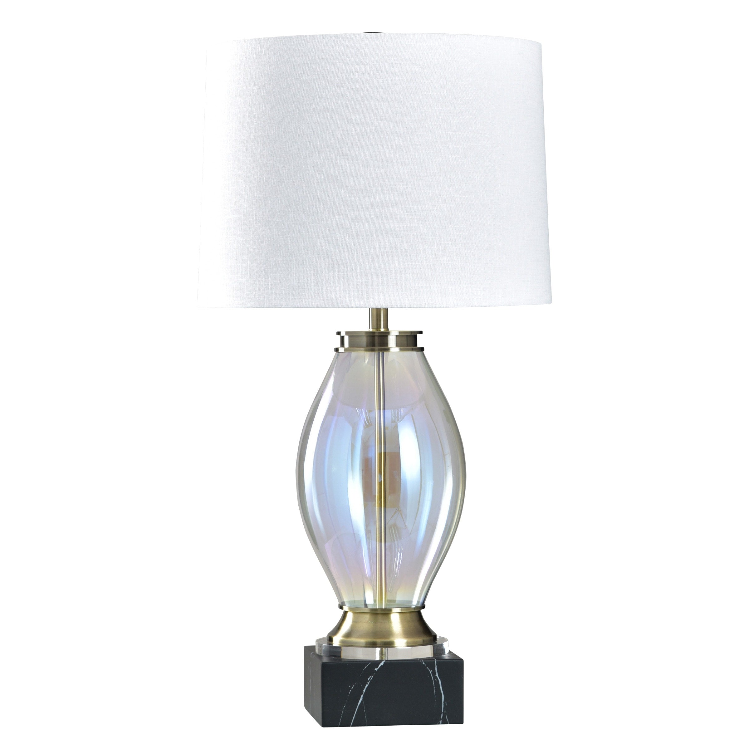 Stylecraft Halo Iridescent Glass Table Lamp Kastela White Shade