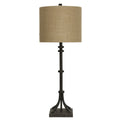 Industrial Bronze Table Lamp Beige Hardback Fabric Shade