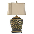 Jane Seymour Antique Platinum Barbados Table Lamp Beige Fabric Shade