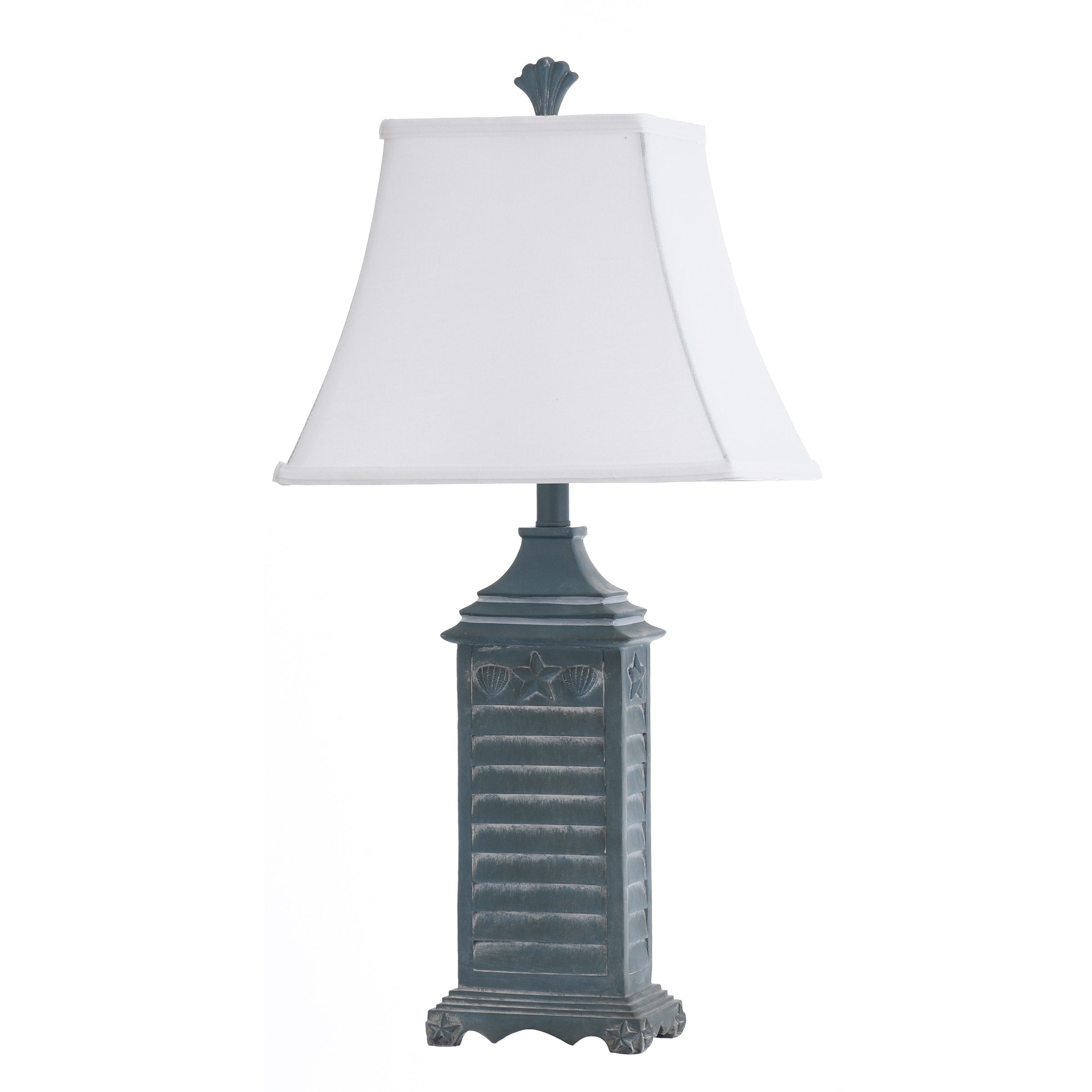 Blue Table Lamp White Softback Fabric Shade