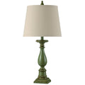 Mackinaw Distressed Green Table Lamp Off White Hardback Fabric Shade