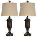 Madison Bronze Table Lamp Beige Hardback Fabric Shade Set Of 2
