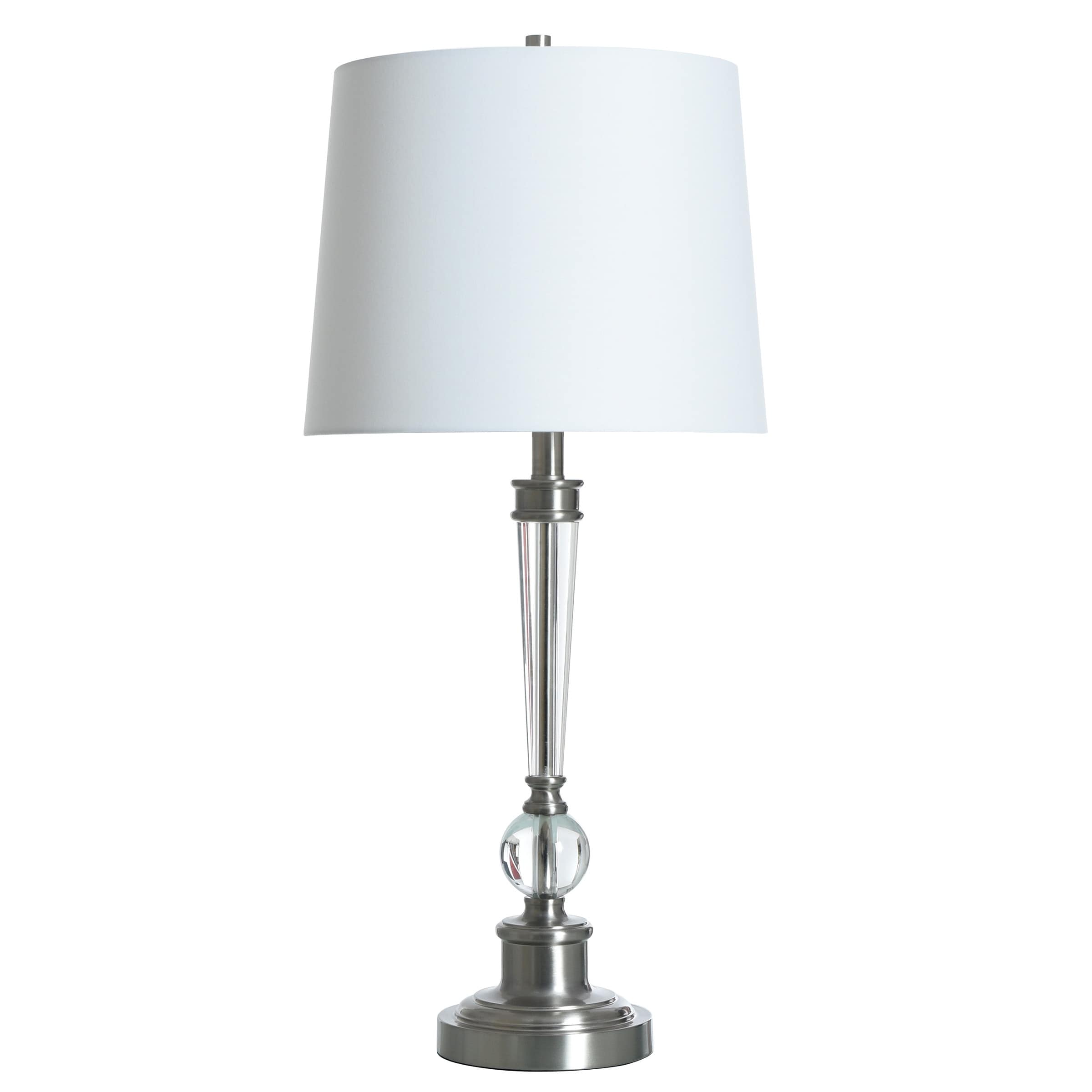 Stylecraft Metal Crystal Table Lamp Off White Shade