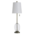 Stylecraft Metal Glass Table Lamp Antique Brass Clear Glass White Shade