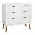 Stylecraft Milo Satin White And Copper Three Drawer Chest
