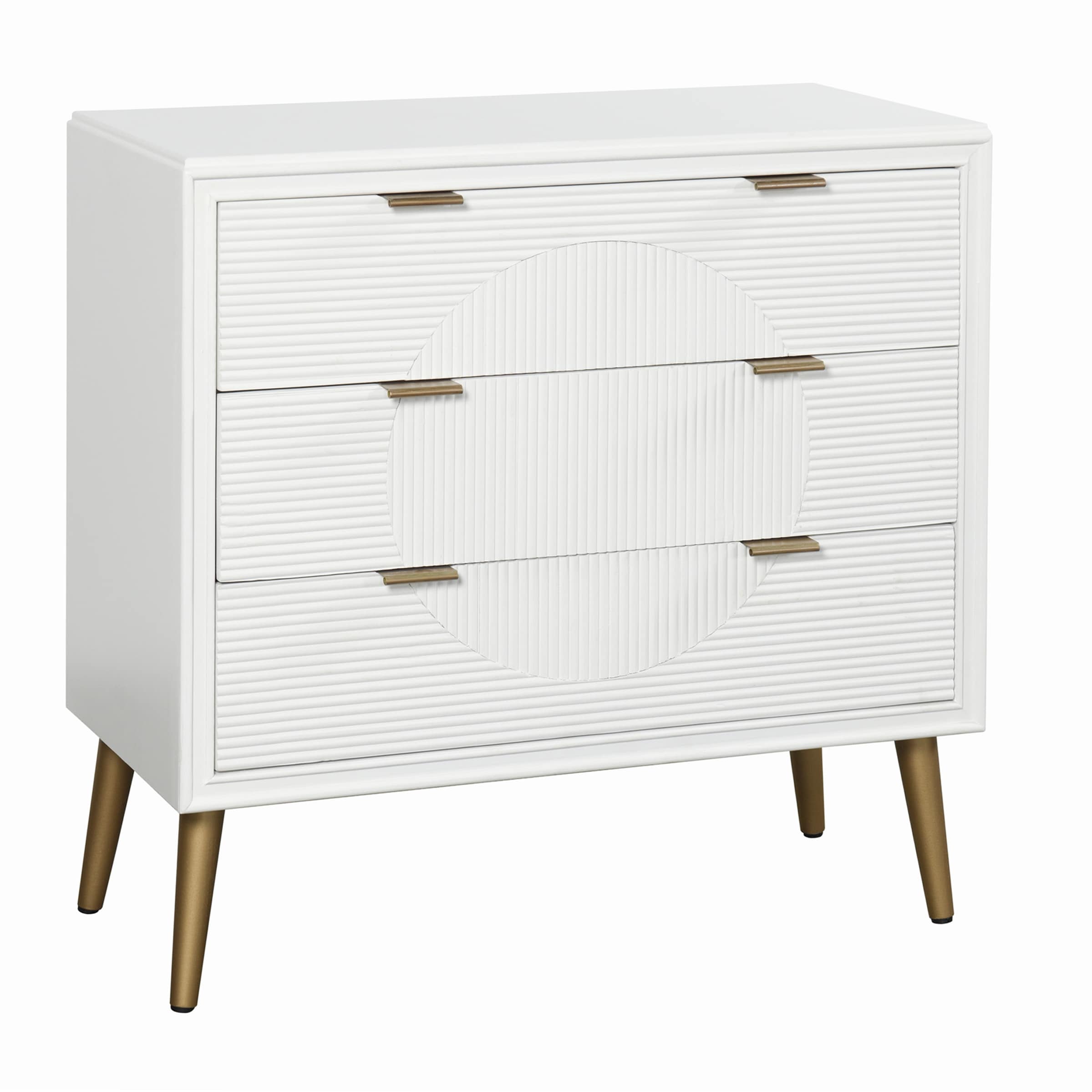 Stylecraft Milo Satin White And Copper Three Drawer Chest