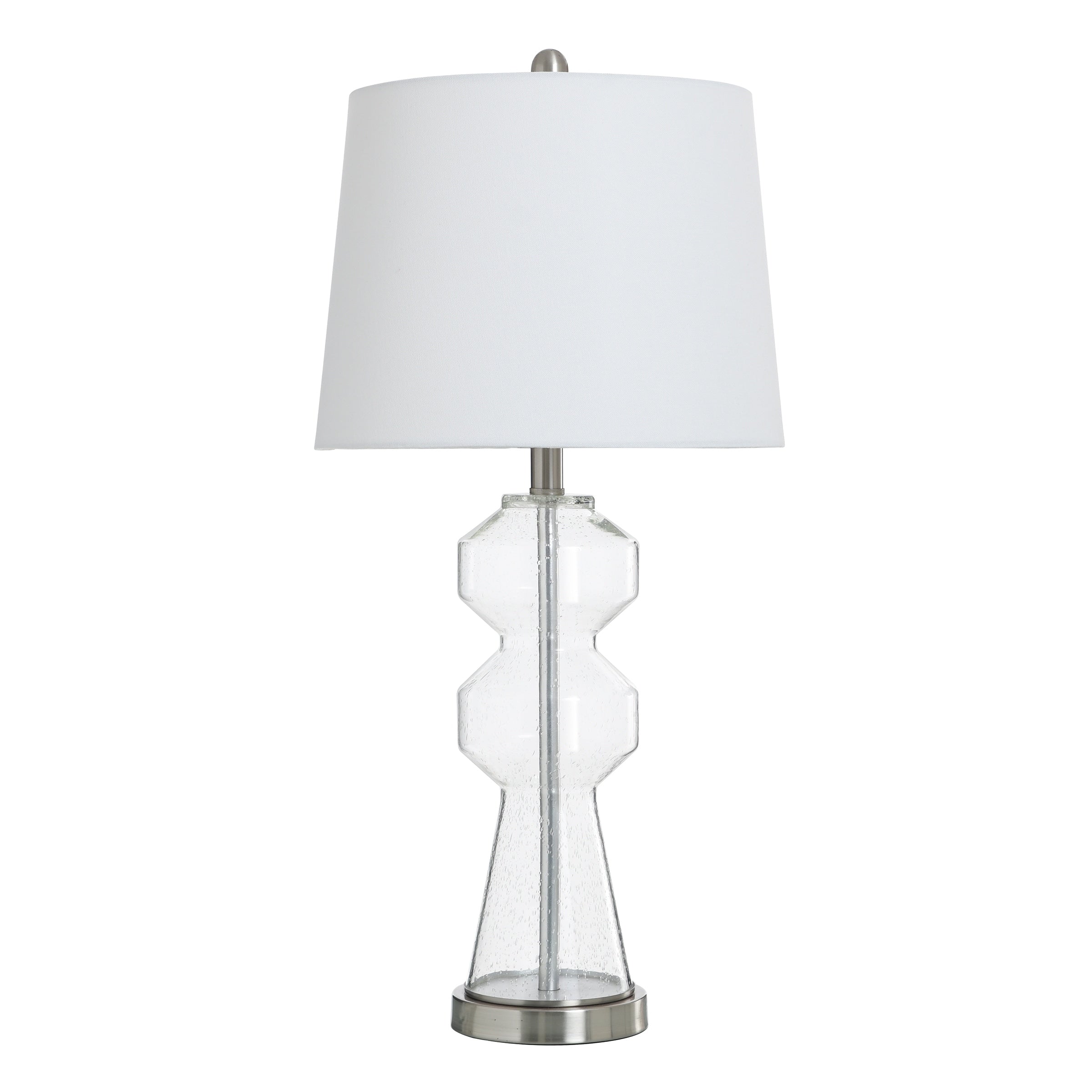 Stylecraft Nova Clear Seeded Glass With Brushed Steel Metal Table Lamp