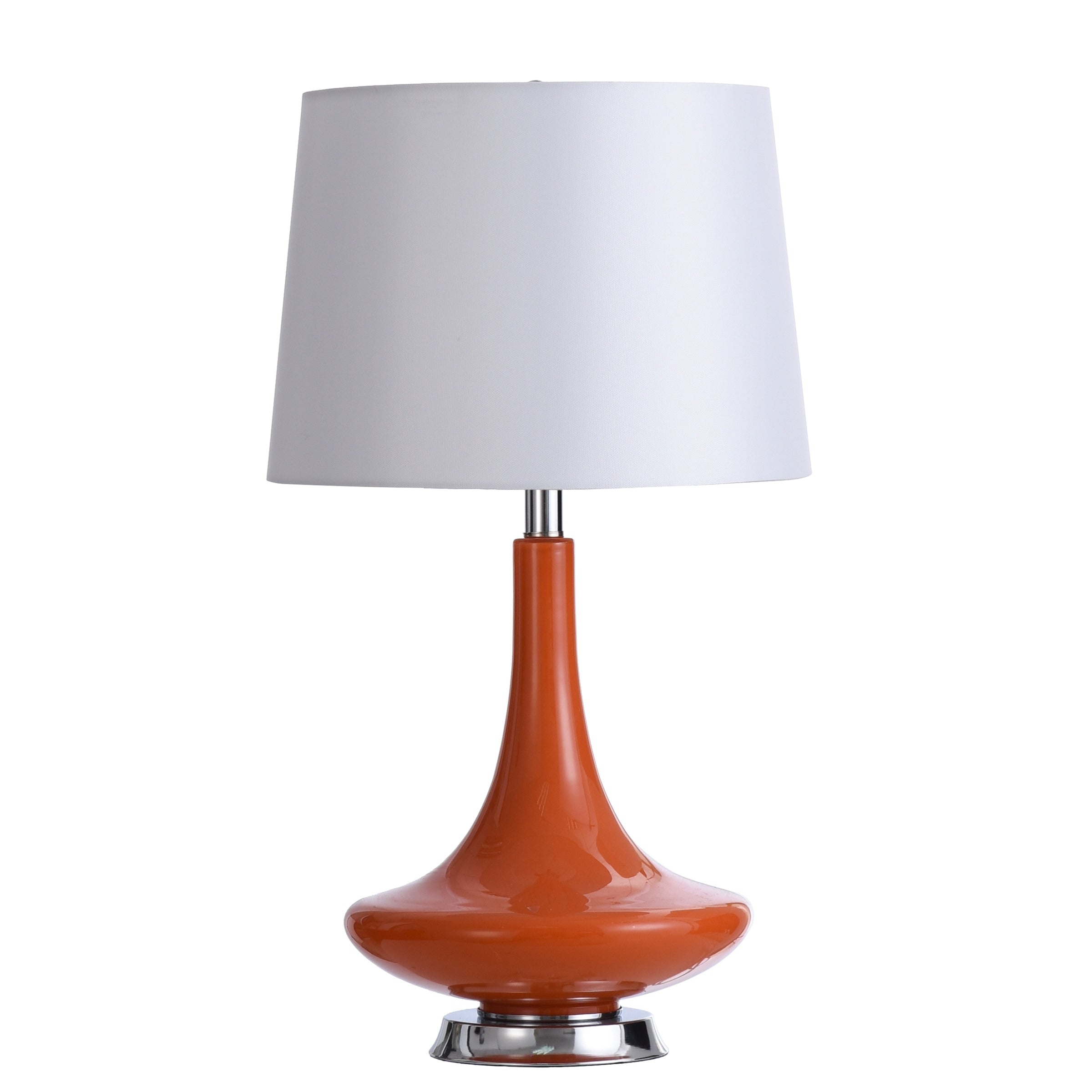 Orange Table Lamp White Hardback Fabric Shade