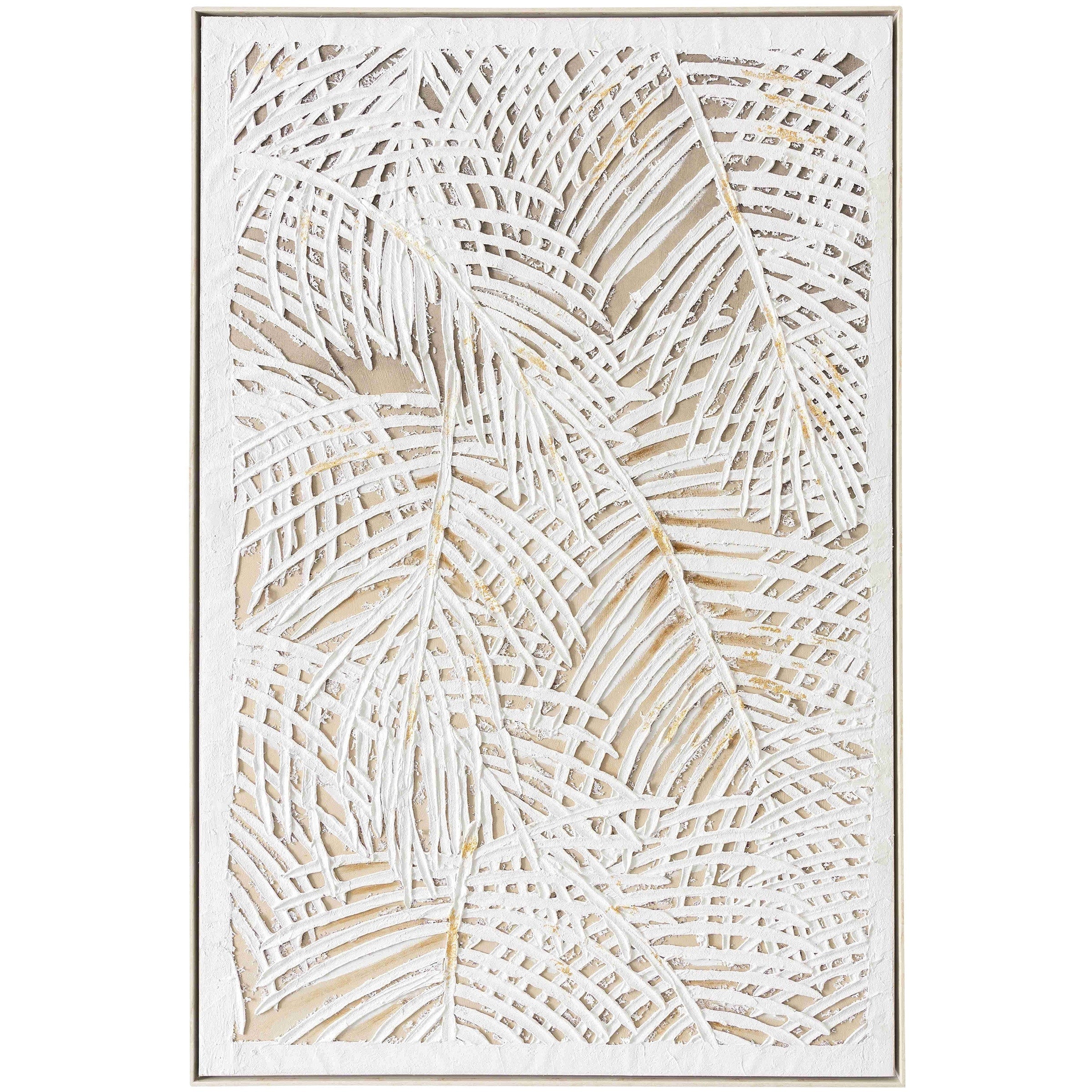 Stylecraft Palm Leaves Hand Painted Framed Canvas Wall Art 40 X 60