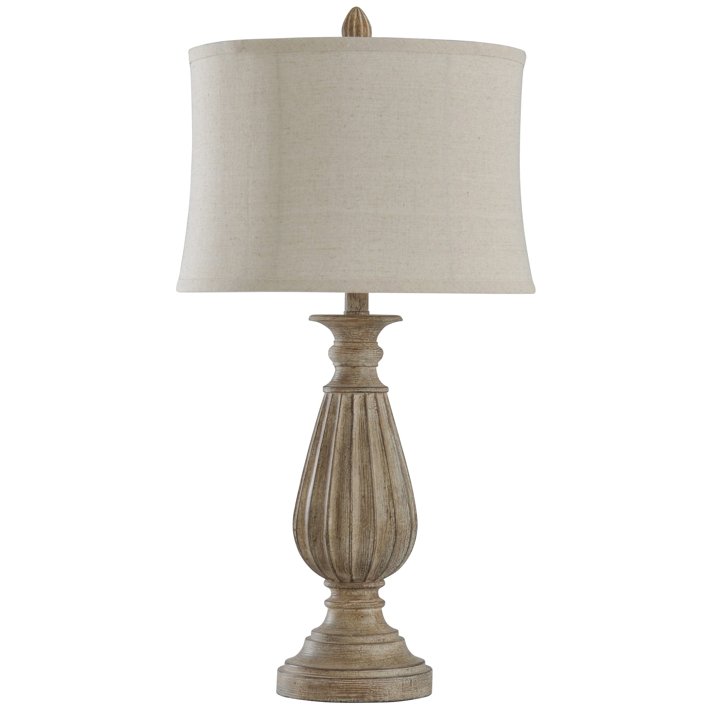 Poly Brown With Black Tint Table Lamp Beige Shade