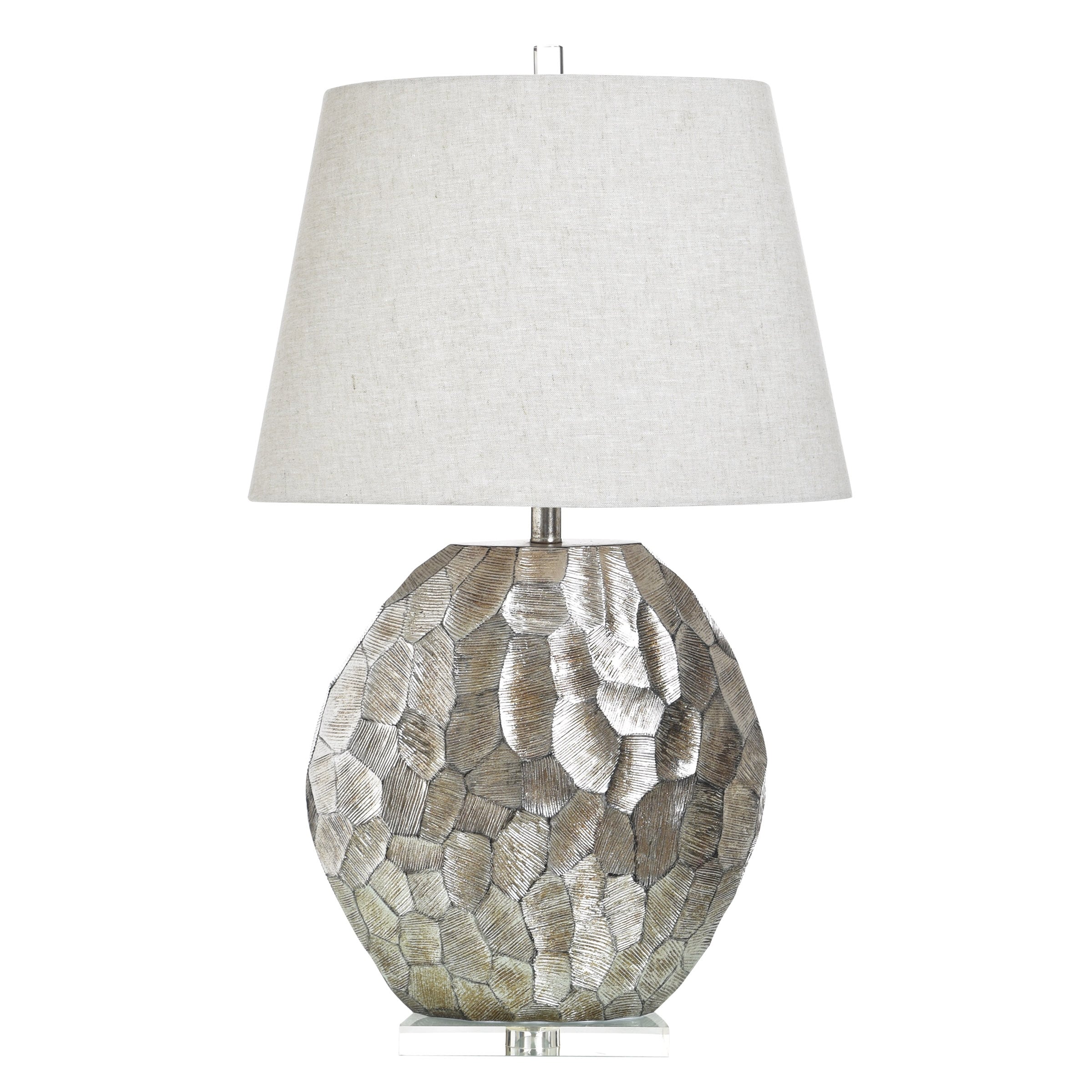 Stylecraft Poly Table Lamp Eggie Silver White Shade