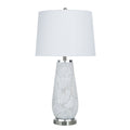 Stylecraft Poly Table Lamp Glina Silver White Shade