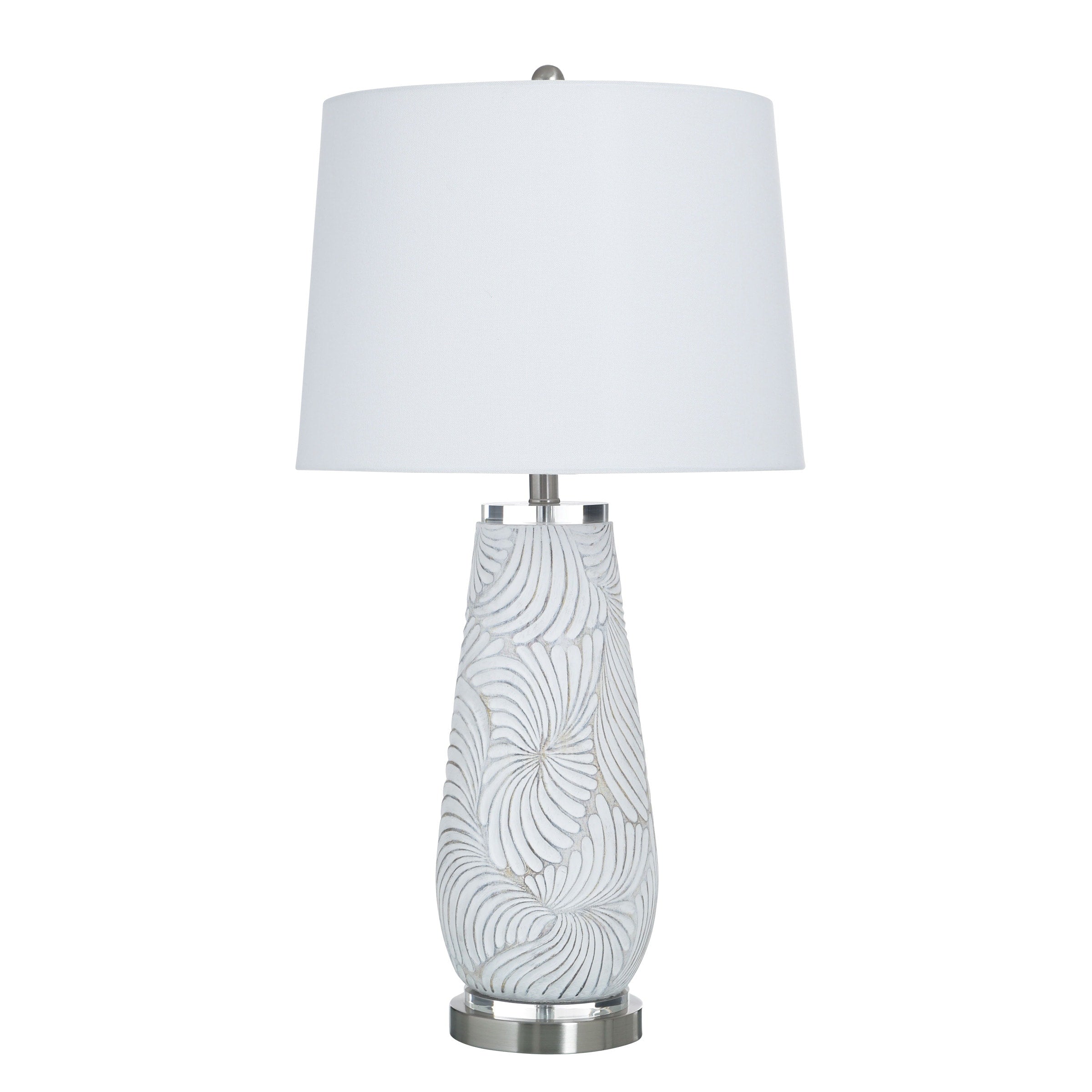 Stylecraft Poly Table Lamp Glina Silver White Shade