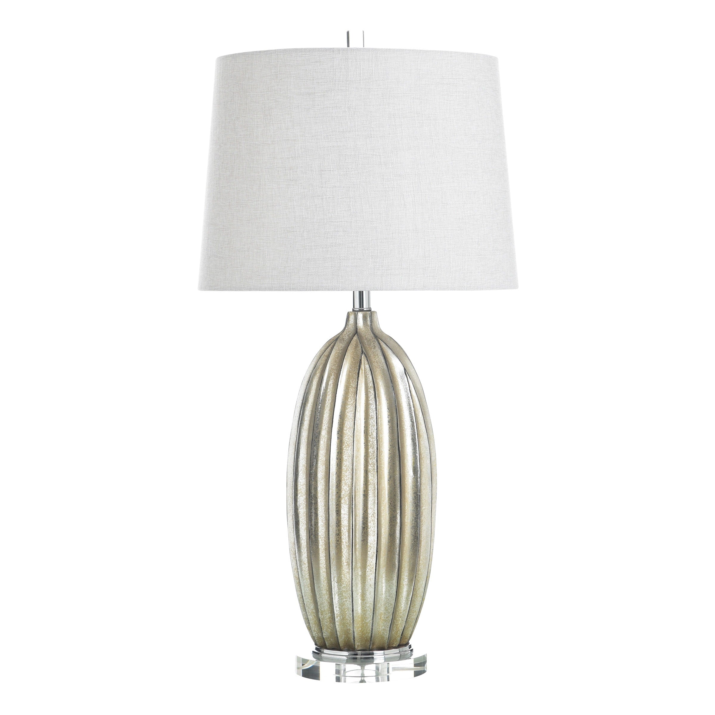 Stylecraft Poly Table Lamp Laslo Silver White Shade