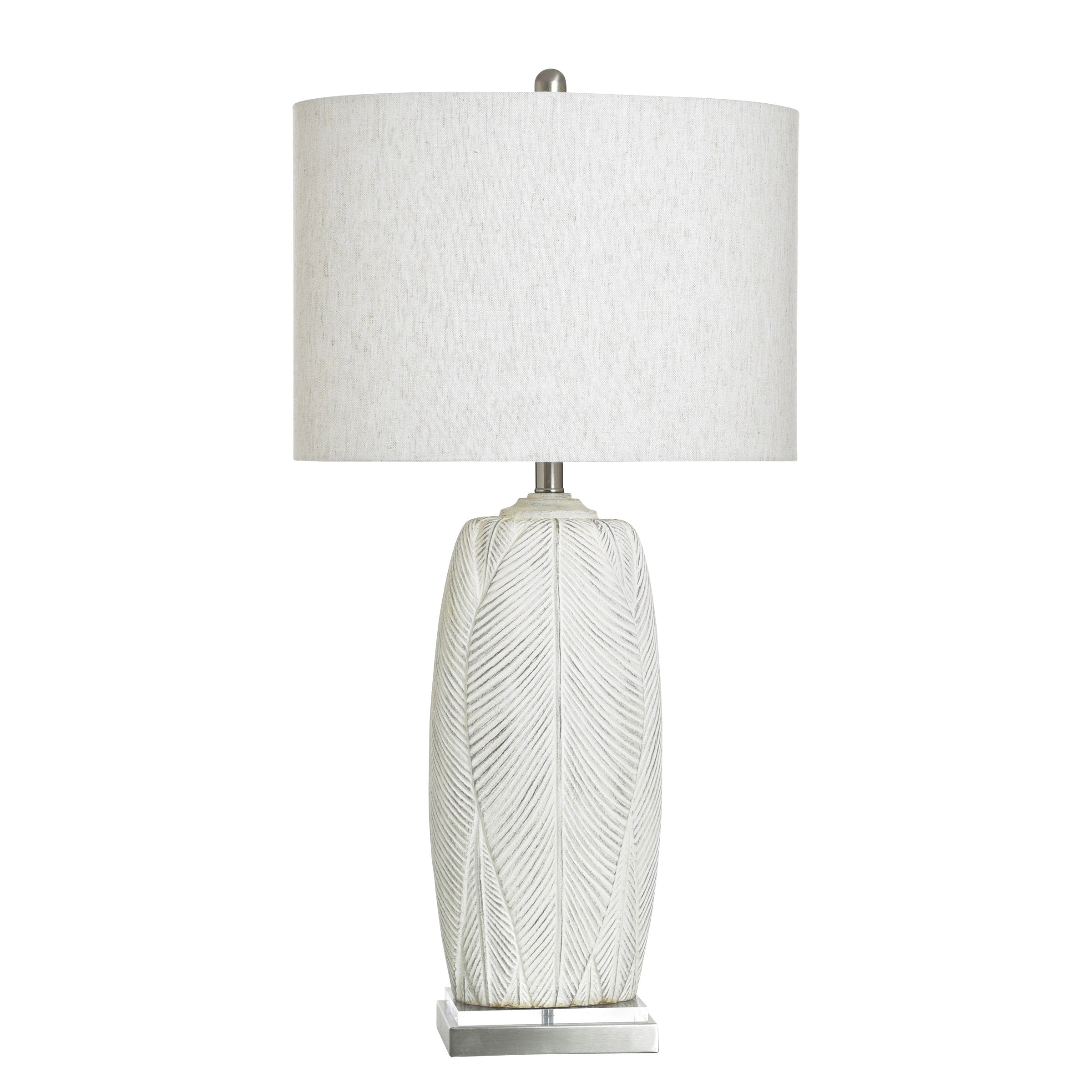 Stylecraft Poly Table Lamp Mali Silver White Shade