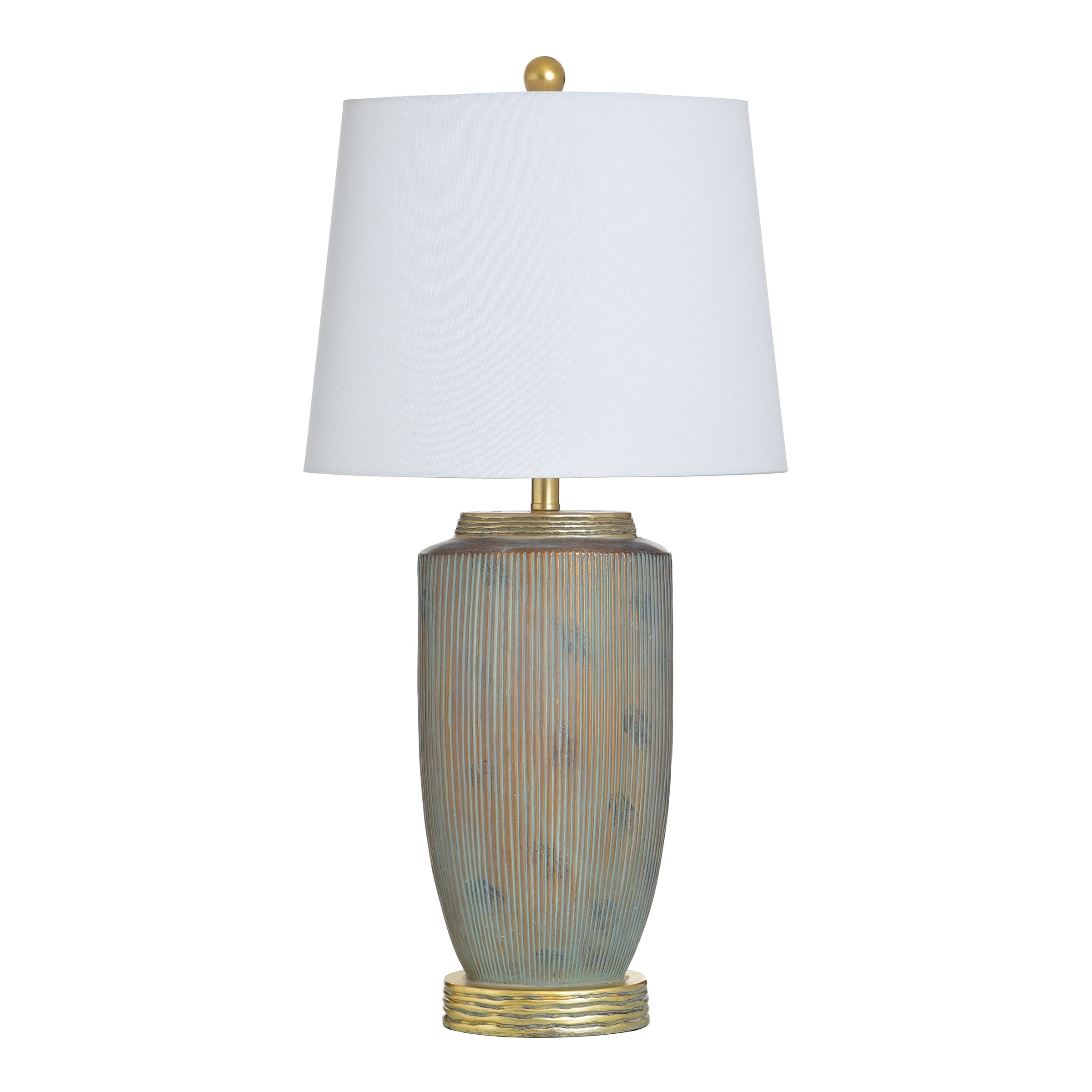 Stylecraft Poly Table Lamp Raffine Gold Grey White Shade