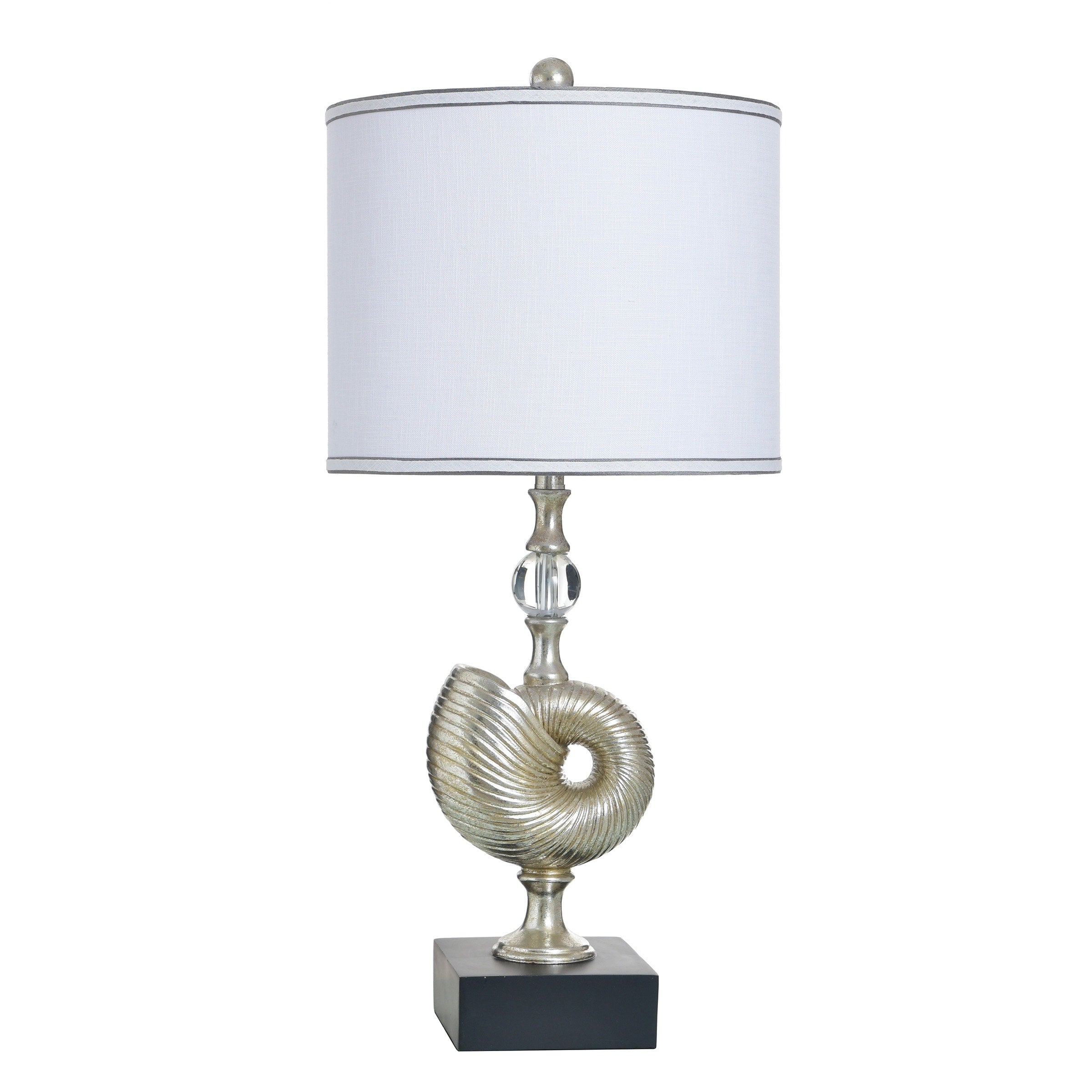 Stylecraft Poly Table Lamp Samobor Silver White Shade