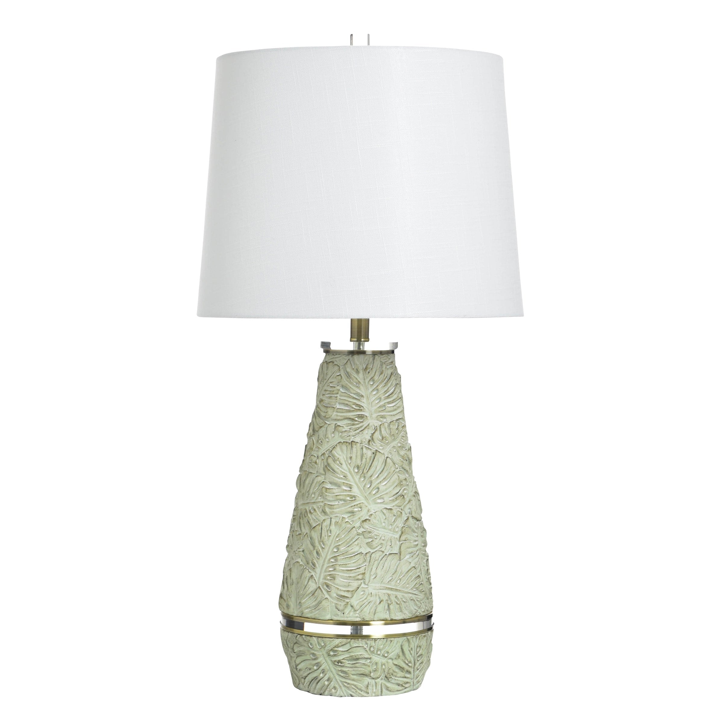 Stylecraft Poly Table Lamp Tropic Sage White Shade