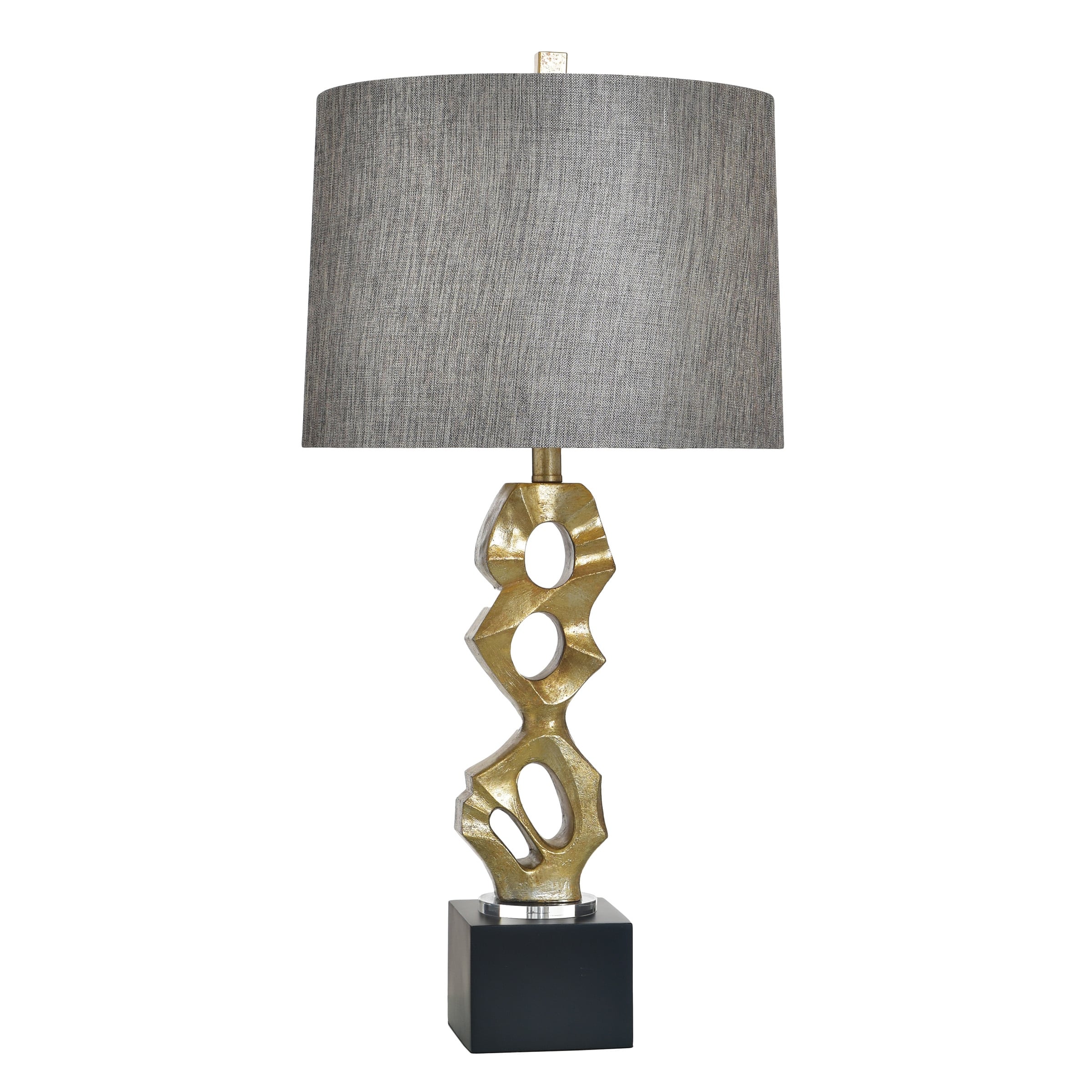 Stylecraft Poly Table Lamp Van Gold Black White Shade