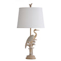 Porto Natural Wood Table Lamp White Hardback Fabric Shade