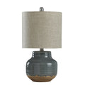 Prova Grey Ceramic Table Lamp Beige Hardback Fabric Shade
