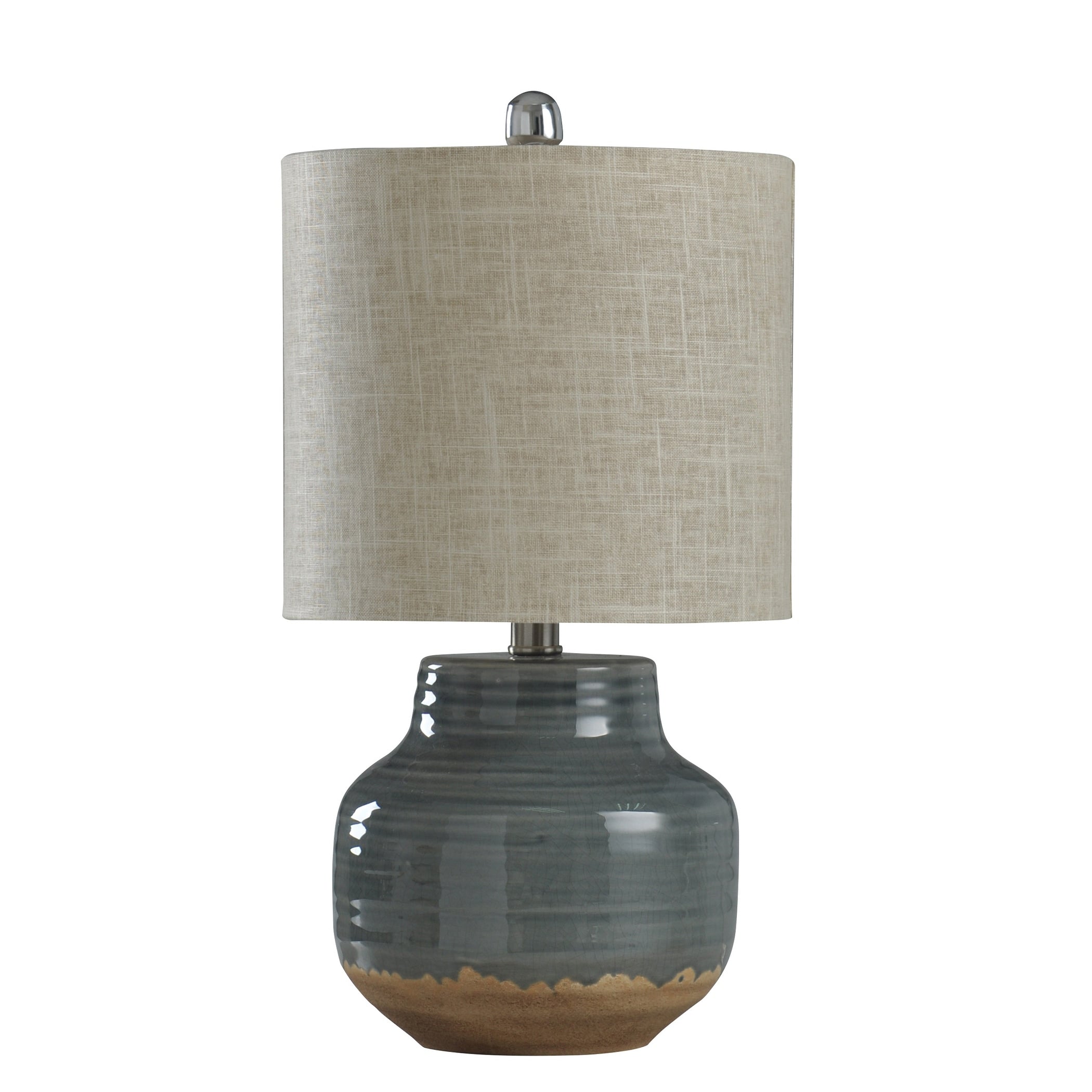 Prova Grey Ceramic Table Lamp Beige Hardback Fabric Shade