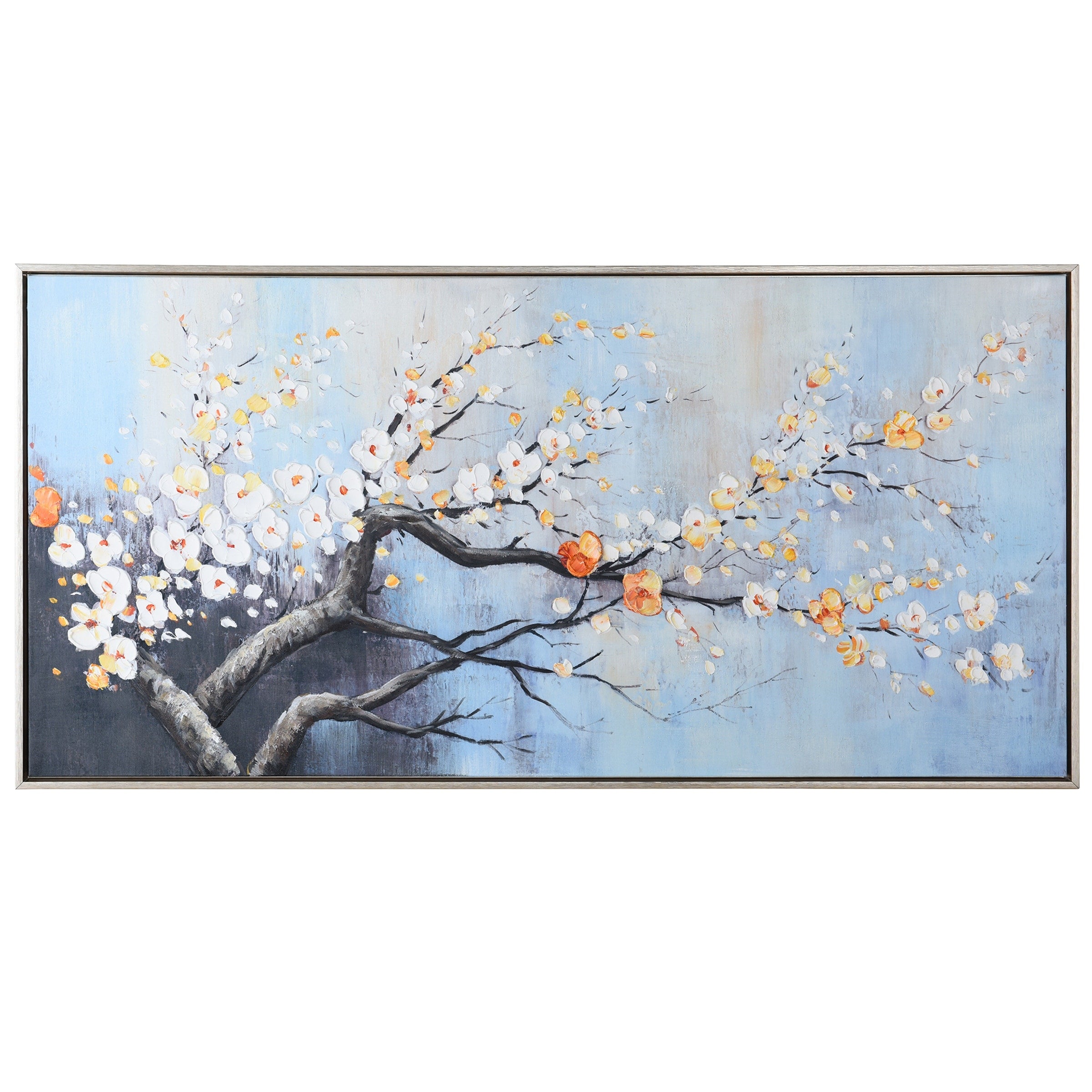 Stylecraft River Bloom Hand Painted Framed Canvas Wall Art 47 X 24