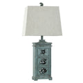 River Crest Light Blue Table Lamp Taupe Hardback Fabric Shade