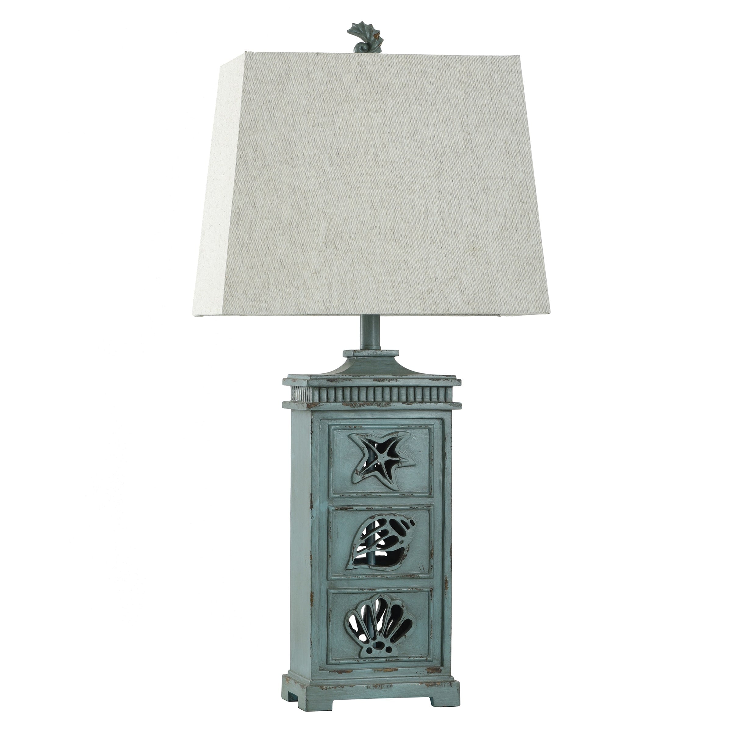 River Crest Light Blue Table Lamp Taupe Hardback Fabric Shade