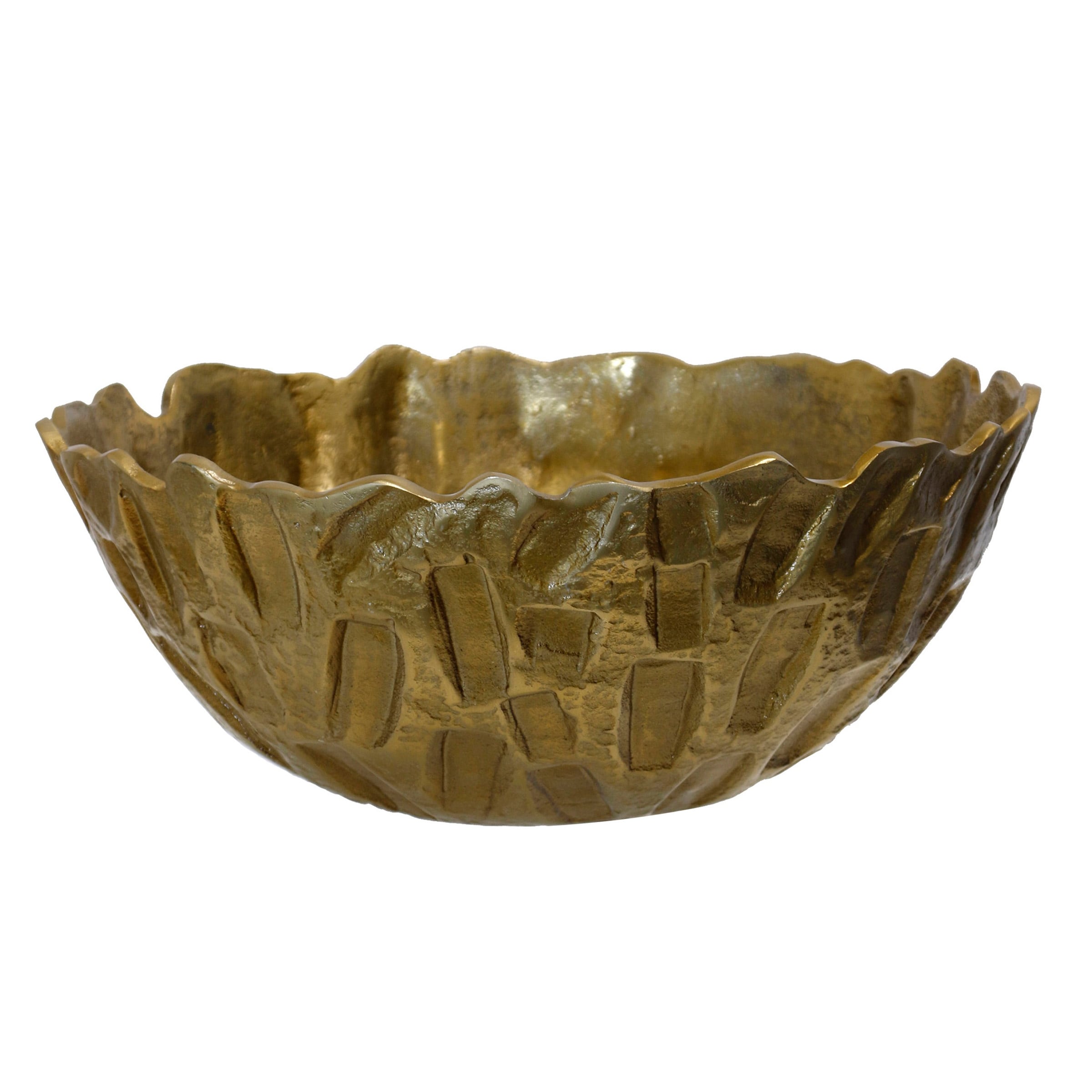 Stylecraft Round Fractured Earth Decorative Bowl Antique Brass