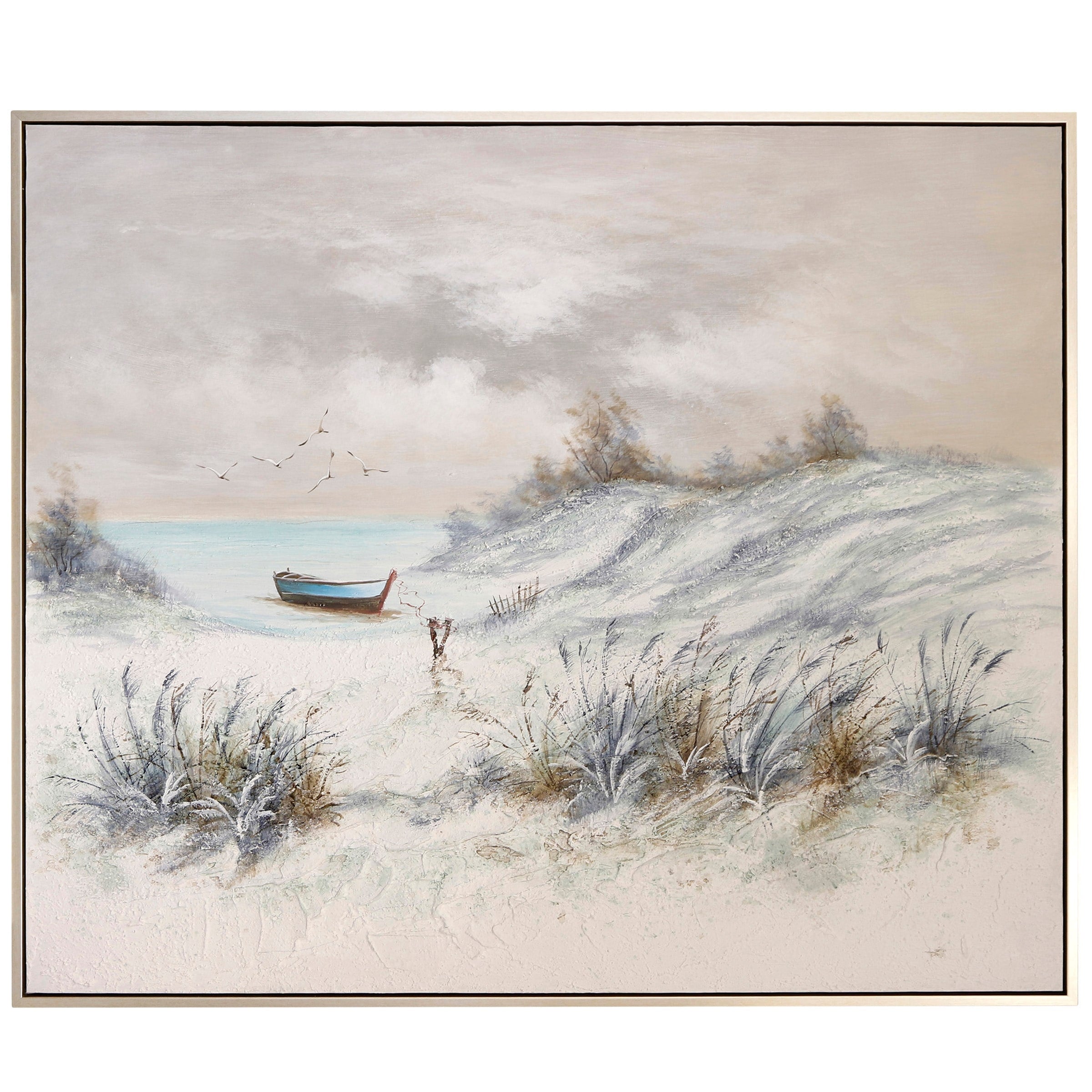 Stylecraft Seaside Hand Painted Framed Canvas Wall Art 62 X 42