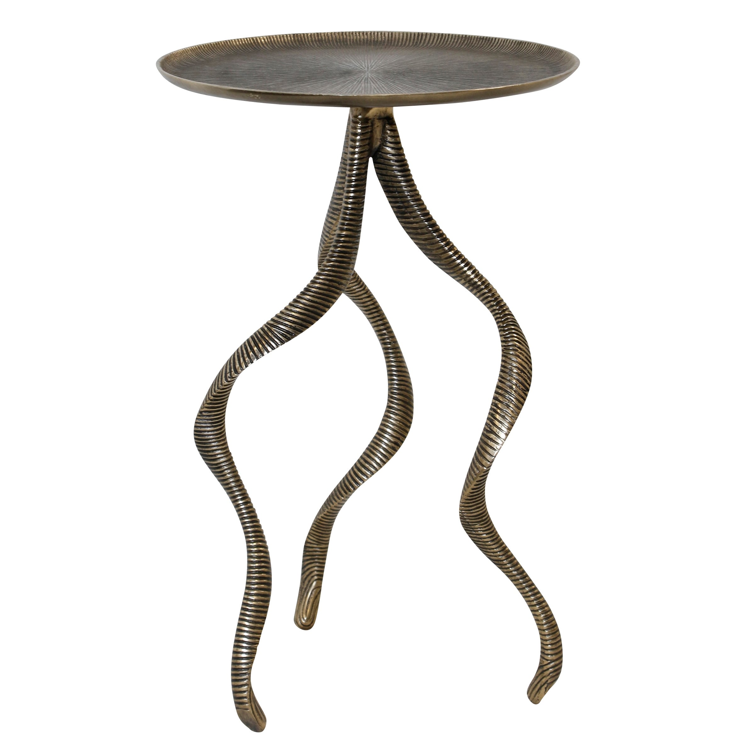 Stylecraft Serpentine Root Accent Table Antique Brass