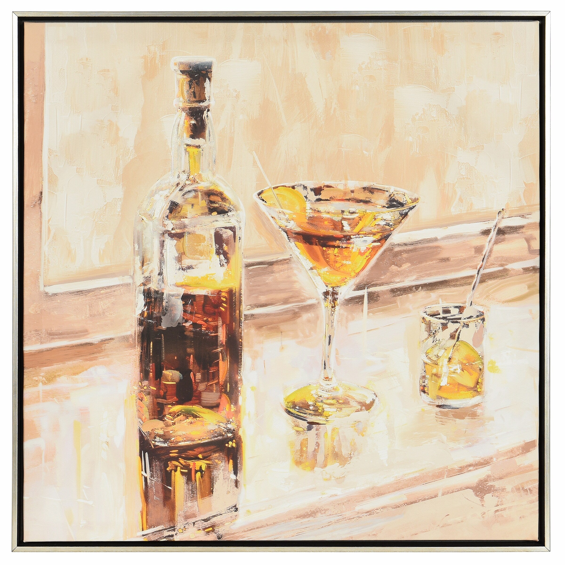 Stylecraft Sisters Katherine Cocktail Hour Iii Hand Embellished Framed Canvas Wall Art 25 X 25
