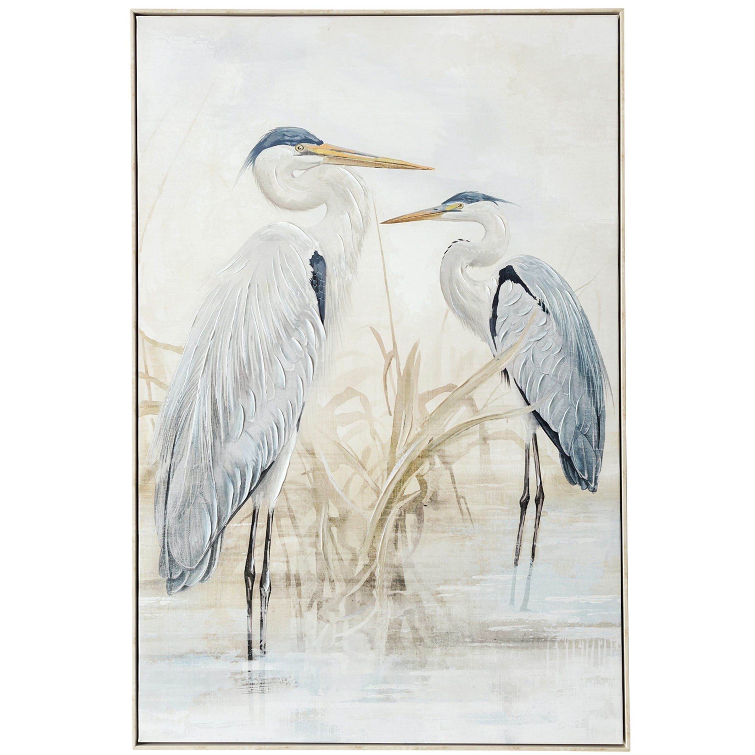Stylecraft Southern Egret Ii Hand Embellished Framed Canvas Wall Art 32 X 48